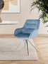 GINER Y COLOMER Tapiza2 - Lot de 2 fauteuils en velours bleu clair, design raffiné, structure rembourrée, pieds en acier nickelé brillant